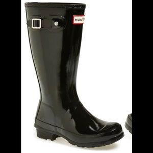 Hunter original gloss black rain boots size 3B/4G.